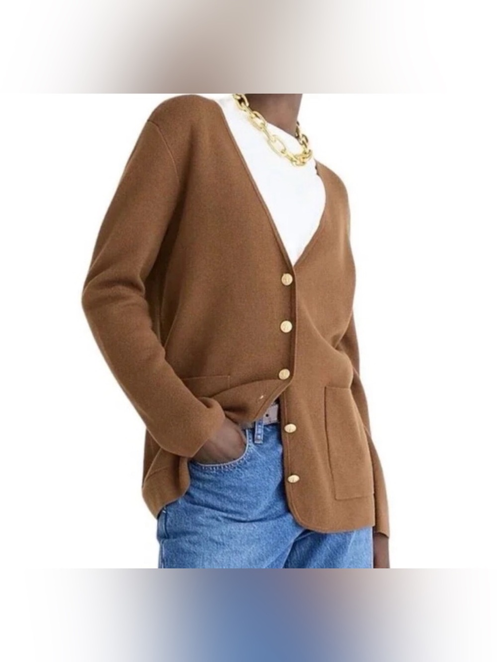 J. Crew Giselle V-Neck Sweater Blazer Cardigan Women's Small
Walnut Merino Wool